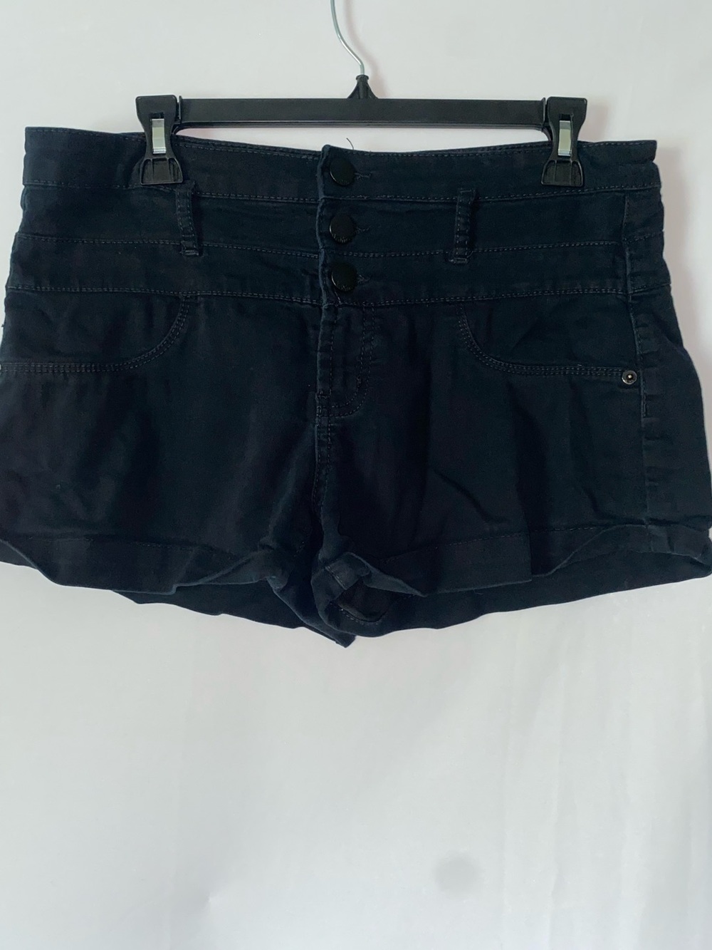 No Boundaries High-Waist Black Triple-Button Shorts